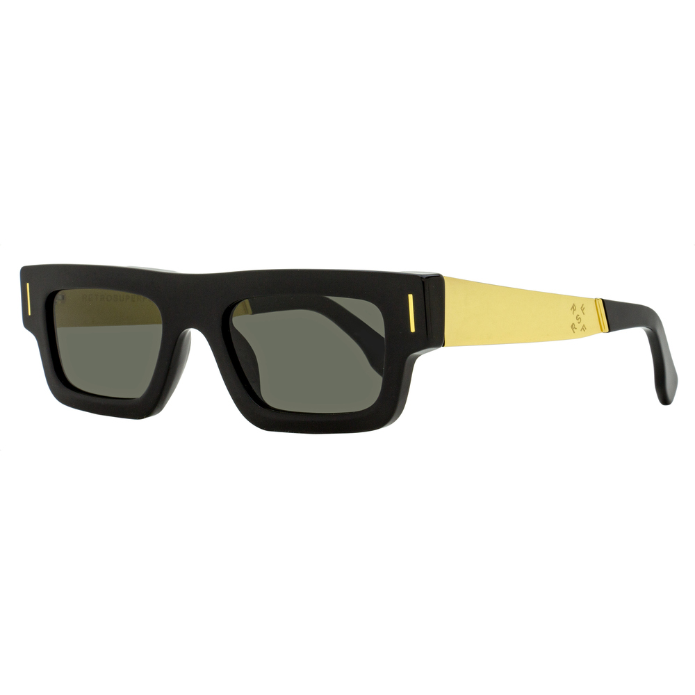 Retrosuperfuture Low-Profile Sunglasses Colpo Francis 5SC Black/Gold 52mm